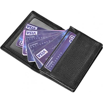 RFID Blocking Genuine Leather Credit Card Case Holder Security Travel Wallet Credit Card Wallet with ID Window