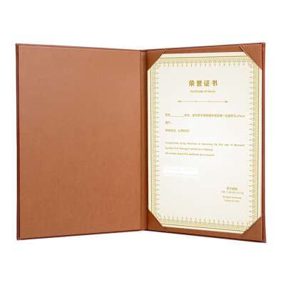 Diploma Cover 8.5 x 11 Certificate Holders for Letter Sized Award Padded Menu Cover  brown Leather