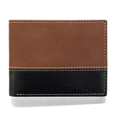 Men's genuine  Leather Passcase Wallet Trifold Wallet