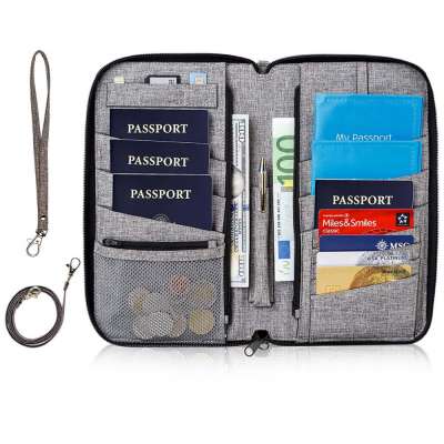 Premium Family Travel Document Organizer Capacious RFID Passport Holder Wallet