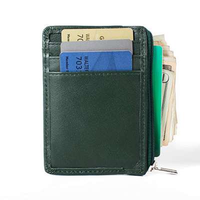 Women's and men's Rfid Leather Coin Purse Zip Small Wallet Change Pouch Card Holder with zipper